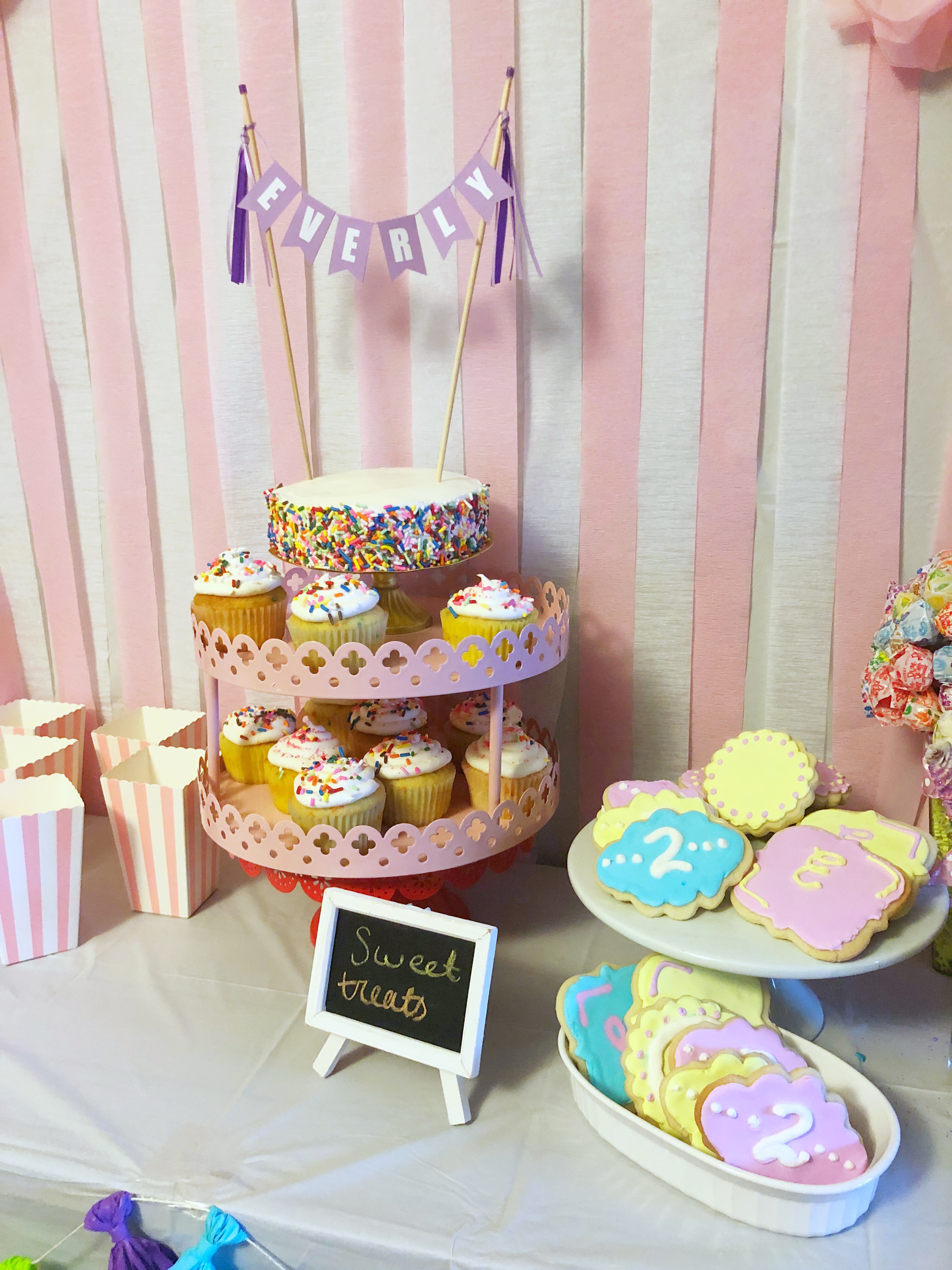 Homemade cake and cookies for carnival birthday party