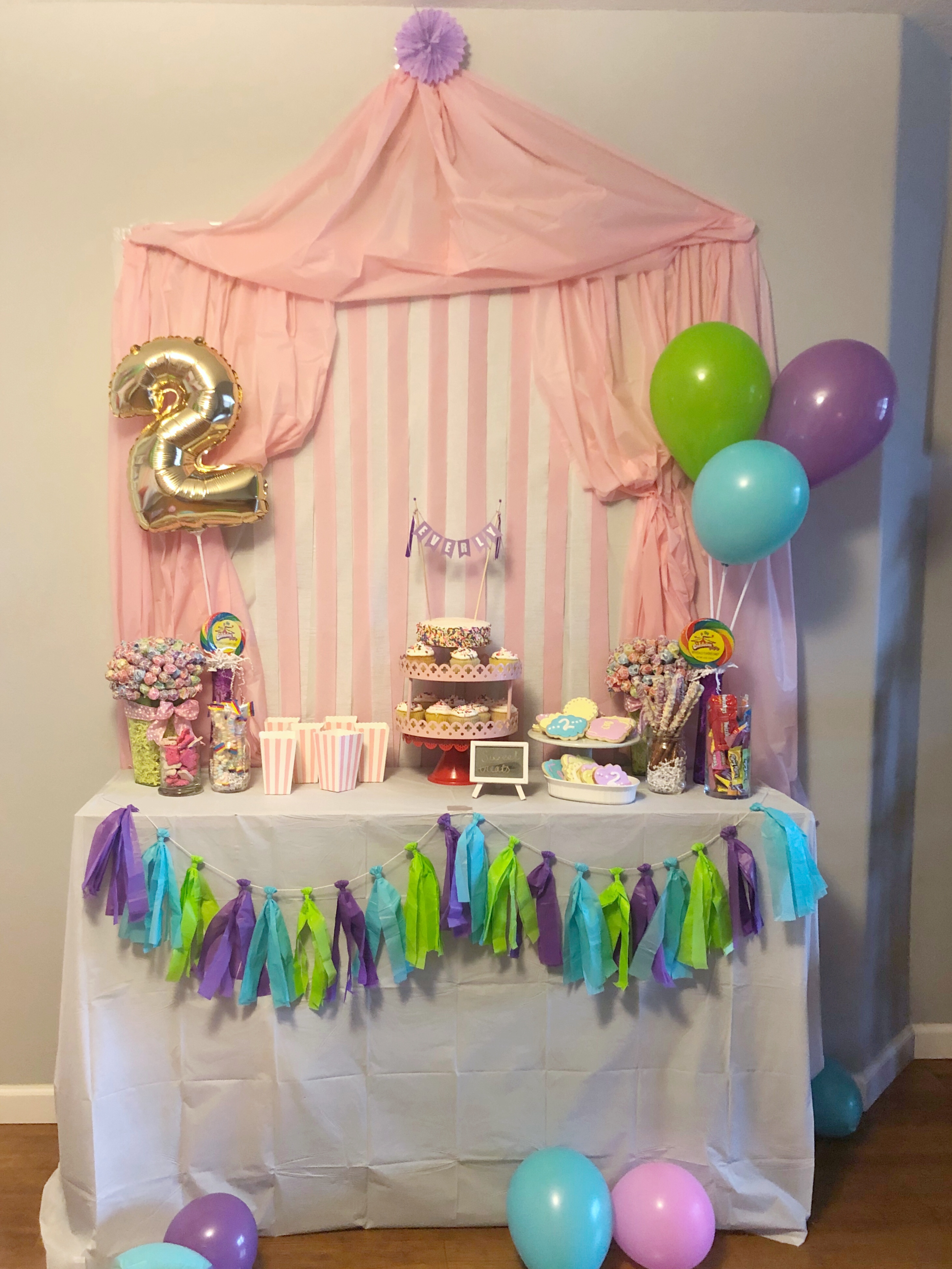 Carnival birthday party cake table